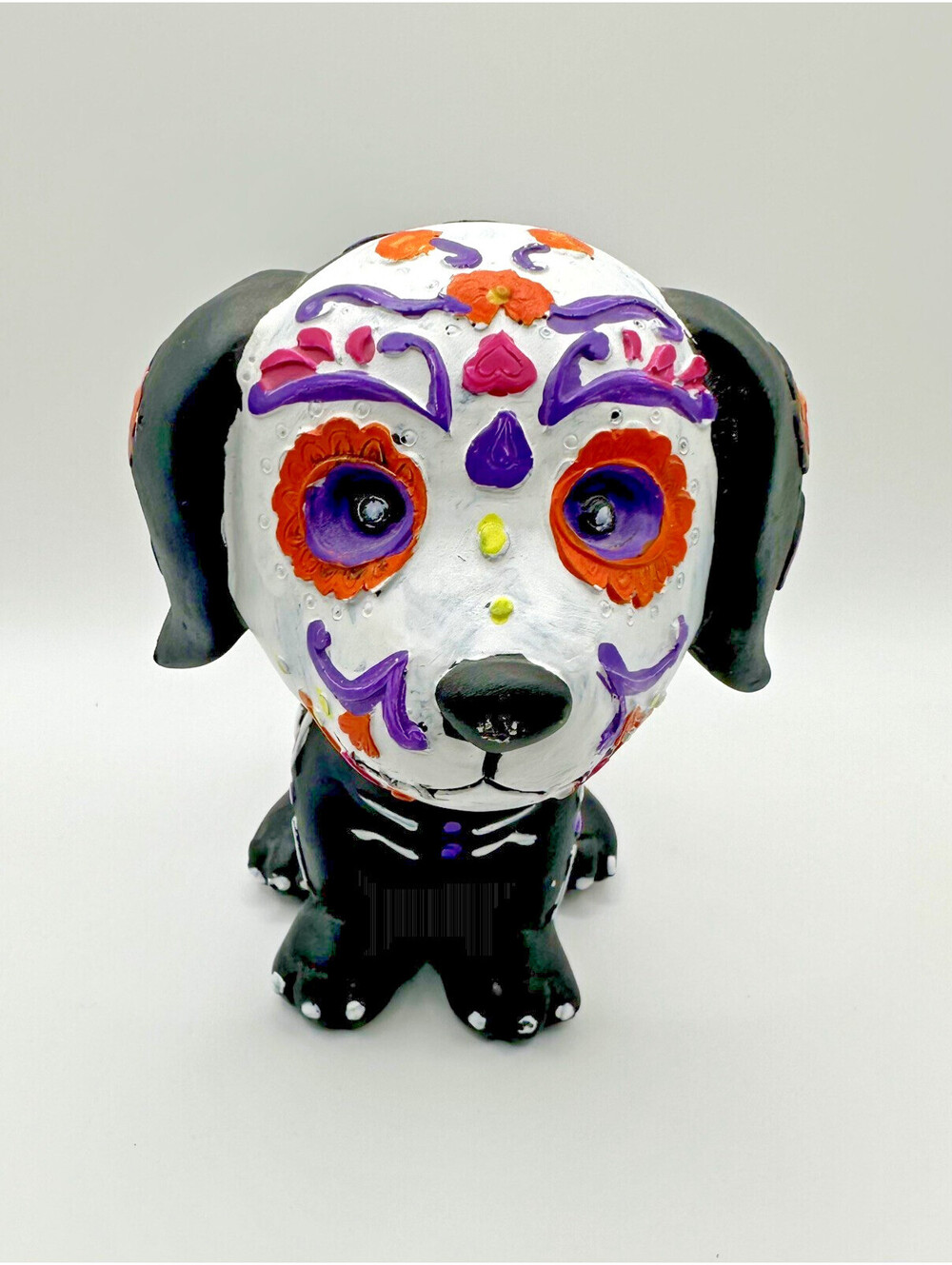 A 6” Skeleton Paint Dog Resin Statue Halloween Decor